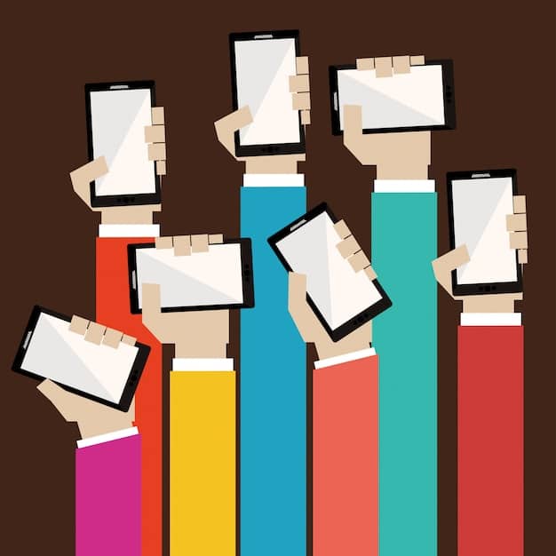 A digital illustration showing several smartphones connected to each other, each phone displaying a different airline's loyalty program app interface. The connecting lines between phones symbolize the pooling of airline miles.