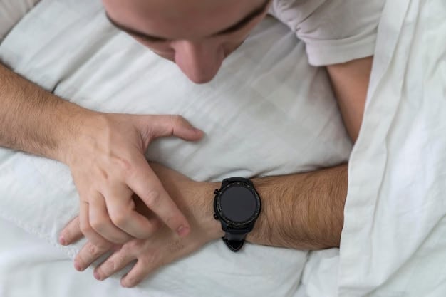 A close-up shot of someone's wrist showing a smartwatch displaying their current sleep schedule and reminders, highlighting the importance of tracking and adjusting sleep patterns.