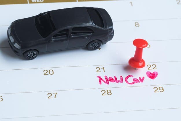 A calendar highlighting booking a rental car several weeks in advance, emphasizing the savings from early booking.