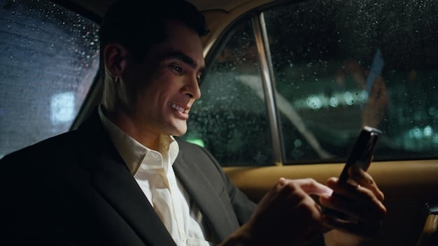 A person happily checking into a hotel using points on their smartphone. The scene showcases how effortless it is to Unlock Hidden Value: Using Airline Miles for Hotel Stays and Car Rentals.