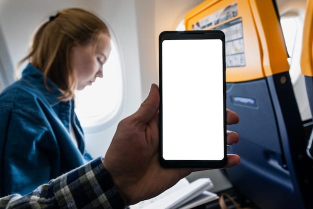 A close-up of a smartphone displaying an airline miles transfer screen, showing options for recipient, amount, and associated fees. The background includes a blurred image of an airport terminal. The Complete Guide to Airline Miles Transfers highlights this process.