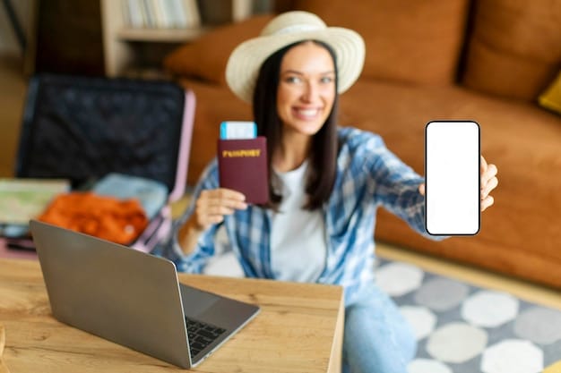 A person happily booking a flight online using their airline miles credit card. The screen shows various flight options and destinations, highlighting the excitement and possibilities that come with earning travel rewards. The scene is bright and modern, emphasizing the ease of redeeming miles.