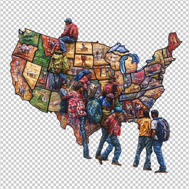 A detailed route map showcasing a family's road trip journey across the United States, highlighting major cities, national parks, and points of interest along the way. Small car icons mark daily stopping points, and vibrant colors differentiate various segments of the trip. This visual guide provides a sense of adventure and emphasizes that Planning a US Family Vacation? Here's a Customizable 10-Day Itinerary can be both exciting and well-organized.