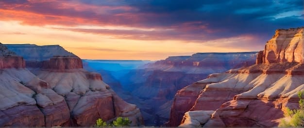 A panoramic view of the Grand Canyon under a clear blue sky, illustrating the vastness and natural beauty accessible on a well-planned US road trip.
