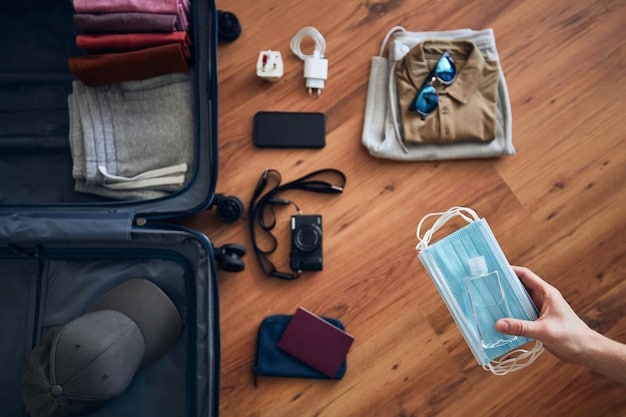 An organized suitcase filled with travel essentials, including comfortable clothing, electronics, and a first-aid kit, illustrating smart packing for a road trip.