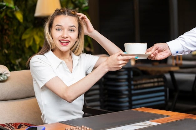 A hotel concierge smiling and handing a guest a voucher for a free breakfast. The guest is holding a luggage and the image conveys the idea of receiving perks and benefits at a hotel. The image relates to Unlock Secret Hotel Perks: The 'Do Not Disturb' Hack That Saves You Money.
