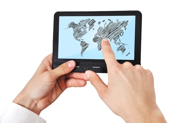 A close-up of a tablet screen displaying various flight search results from different aggregators, with a finger pointing at a particularly low price, emphasizing the digital search for deals.