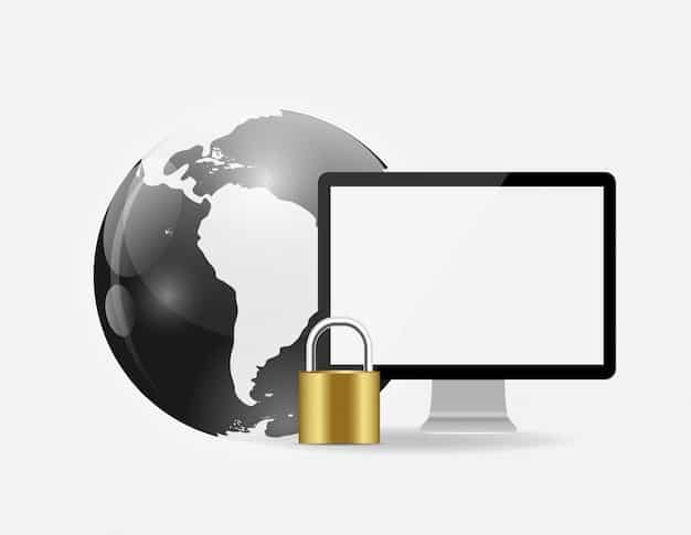 A stylized image of a laptop with a padlock icon on the screen, representing incognito mode, and a globe icon overlaid with a VPN symbol, illustrating secure and private browsing for flight deals.