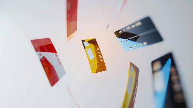 A close-up of various credit cards subtly fanned out, each displaying logos of major airlines and hotel chains.  Focus is on the reward points balance displayed on a phone screen. The background is blurred to emphasize the cards.