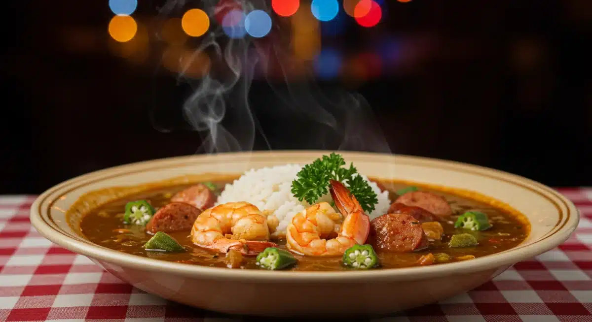 Authentic New Orleans gumbo, rich and flavorful