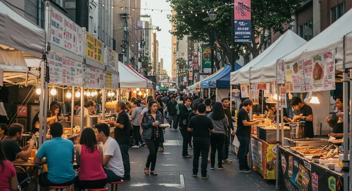 Bustling American street food market