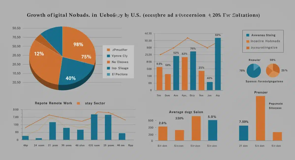 Infographic showing growth trends and preferred locations of digital nomads in the U.S.