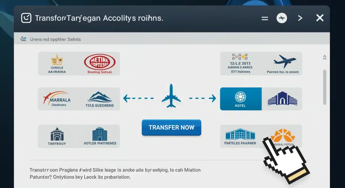 Digital interface demonstrating loyalty points transfer options