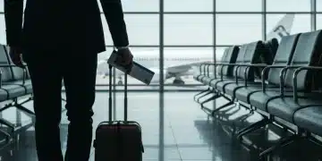 Business traveler enjoying exclusive airport lounge access, embodying airline elite status perks.