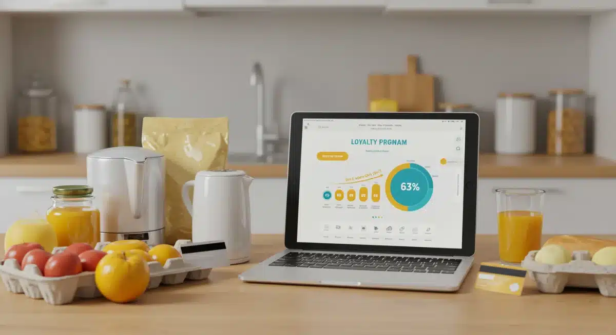 Everyday family purchases accumulating loyalty points on a digital dashboard.