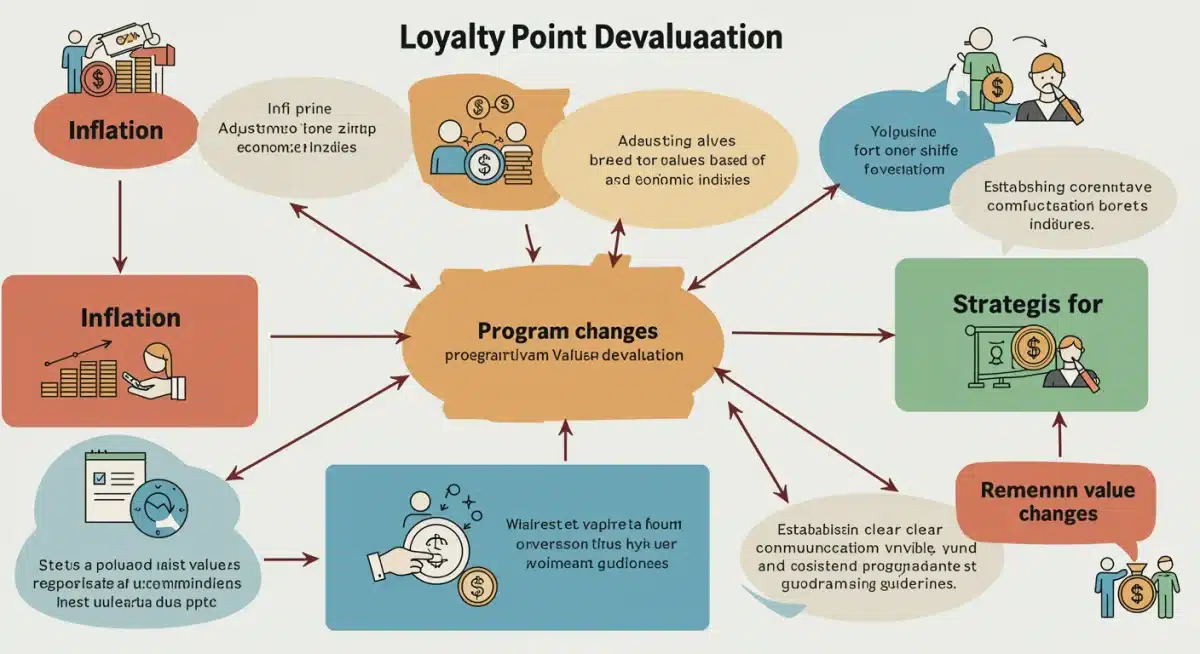 Infographic showing factors of loyalty point devaluation and protection strategies