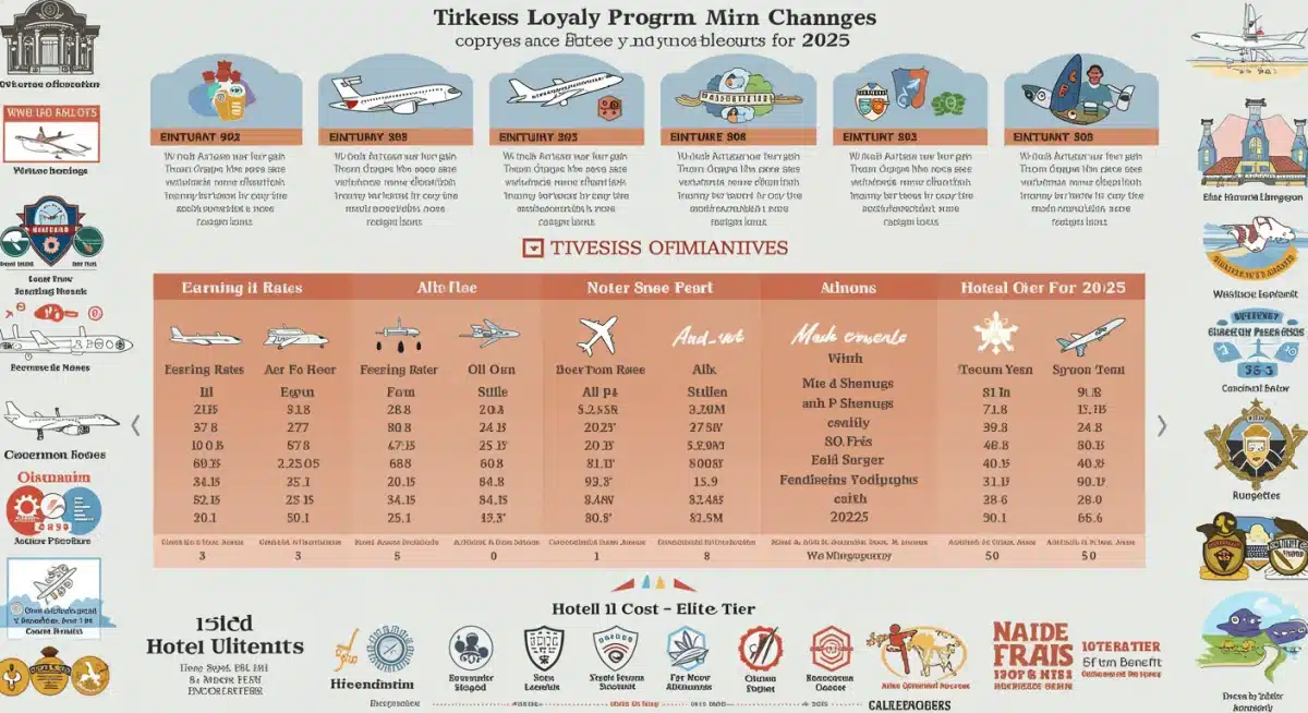 Infographic comparing loyalty program changes for major airlines and hotel chains for 2025, detailing earning and redemption shifts.