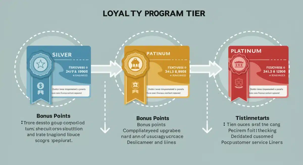 Comparison graphic of loyalty program tiers, detailing benefits like bonus points and upgrades for different levels of membership.
