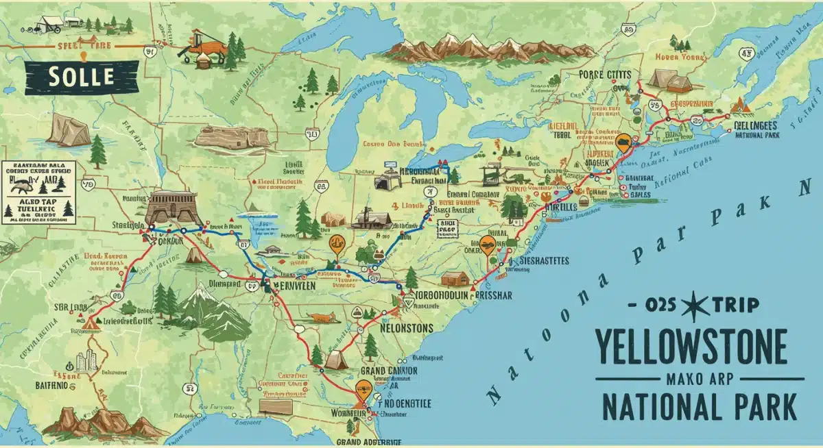 Detailed US National Parks solo travel route map