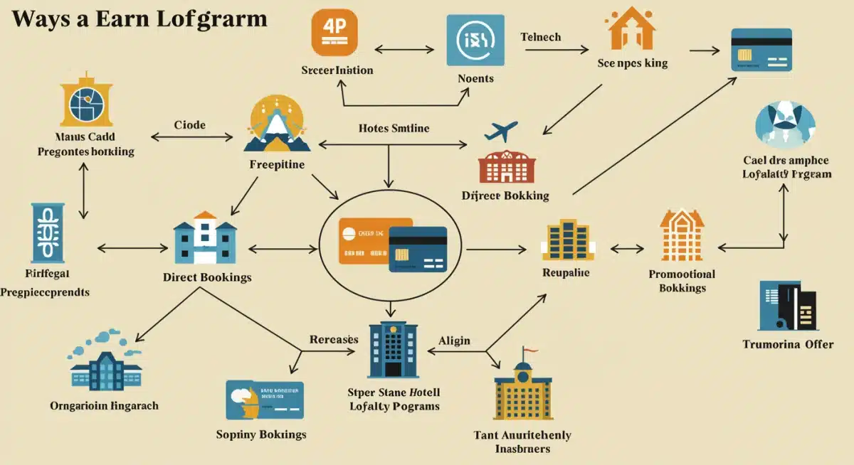 Infographic showing diverse point earning methods for airline and hotel loyalty programs