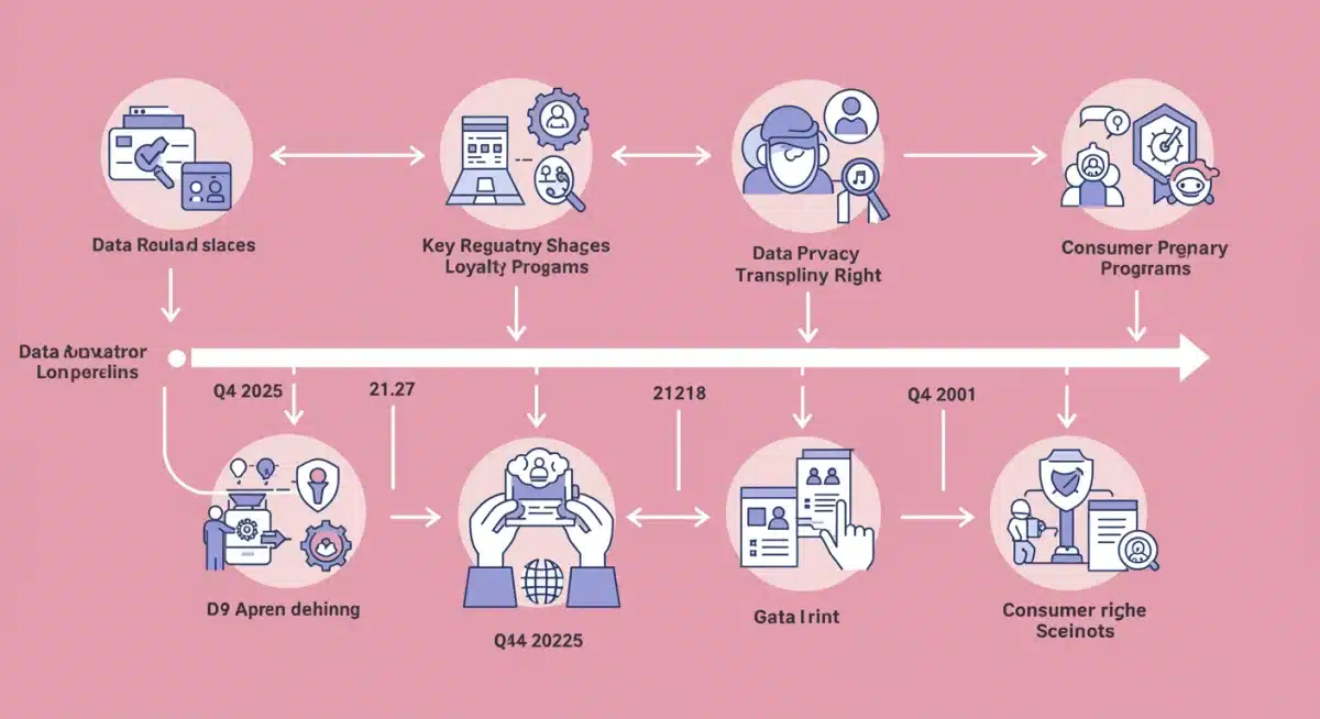 Infographic showing a timeline of regulatory changes impacting loyalty programs up to Q4 2025