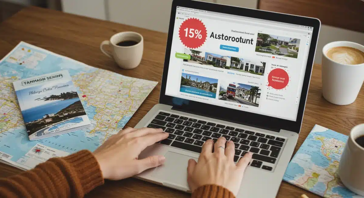 Traveler meticulously planning 2025 national accommodation budget on laptop