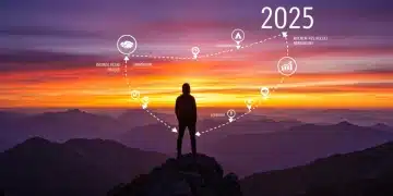 Triumphant person on mountain peak, roadmap to top-tier loyalty status 2025