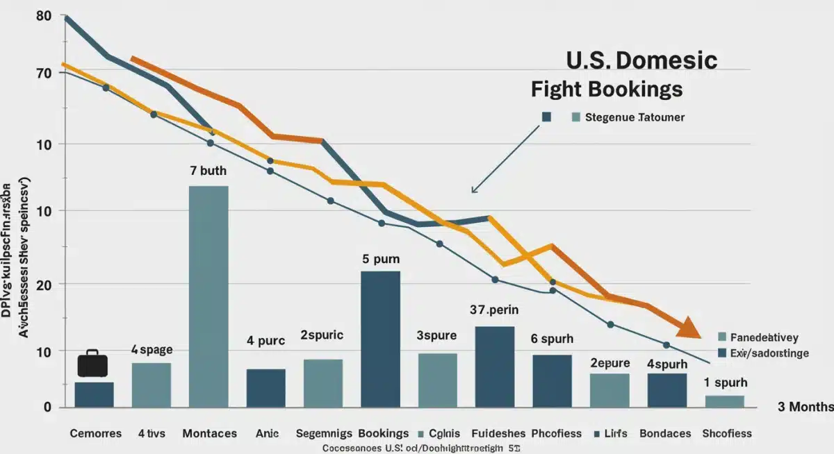 Chart illustrating U.S. domestic flight booking trends with policy impacts
