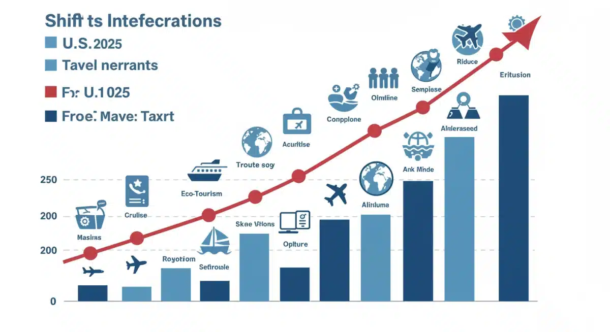 Infographic depicting growth and shifts in U.S. travel market segments for 2025, highlighting digital preferences.